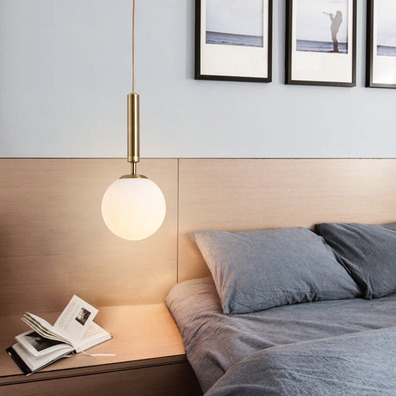 Mid-Century Modern White Glass Sphere Pendant Lighting - Ideal For Restaurants