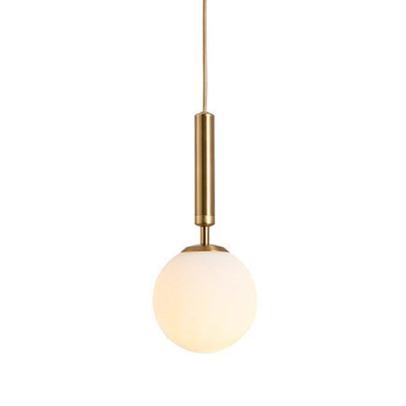 Mid-Century Modern White Glass Sphere Pendant Lighting - Ideal For Restaurants Bronze / 6