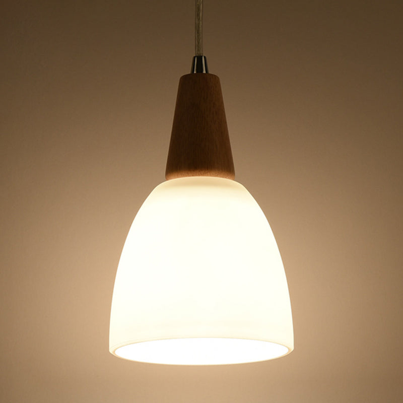 Modern White Glass Cone Pendant Ceiling Lights For Restaurants - Hanging Lighting 220V-240V / 1