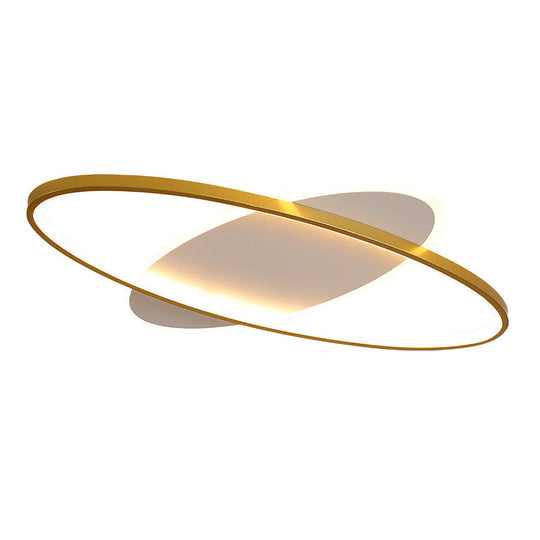 Minimalist Oval Gold Flush Mount Led Ceiling Light Fixture