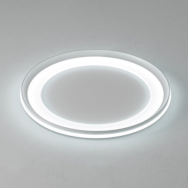 Circle Metal Shade Led Bedroom Flush Mount Ceiling Lamp - Minimalist Style White /