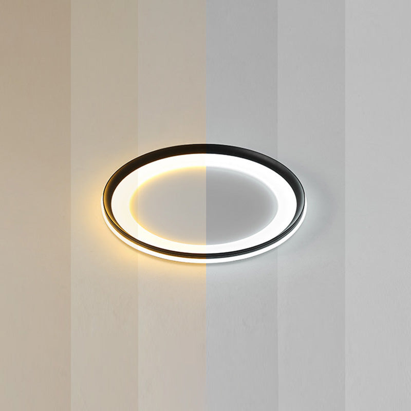 Circle Metal Shade Led Bedroom Flush Mount Ceiling Lamp - Minimalist Style