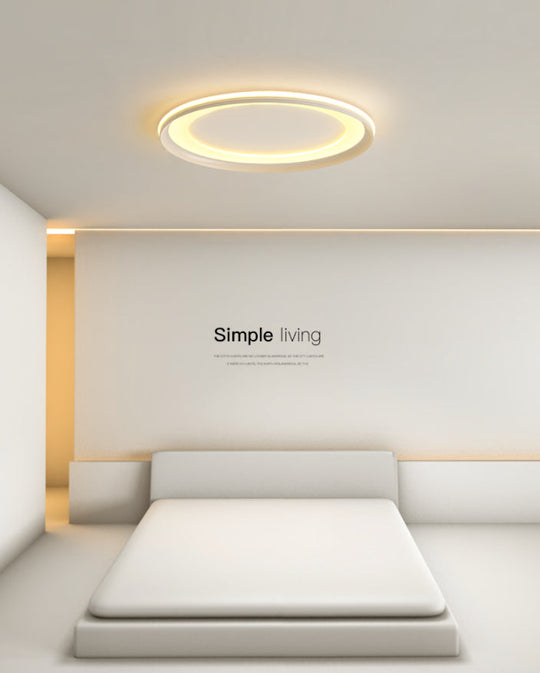 Circle Metal Shade Led Bedroom Flush Mount Ceiling Lamp - Minimalist Style