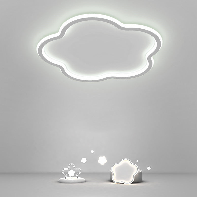 Modern Led Metal Flush Mount Ceiling Light Fixture For Flower Bedroom Illumination White /