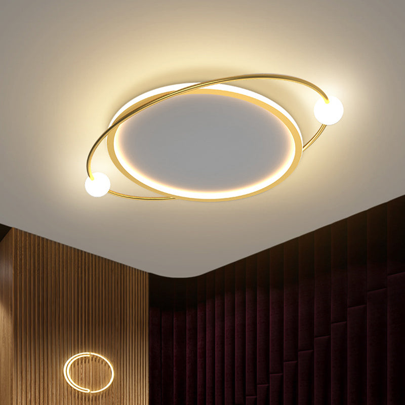 Led Flush Mount Ceiling Light - Contemporary Gold Ring Design Acrylic Close To Fixture / Third Gear