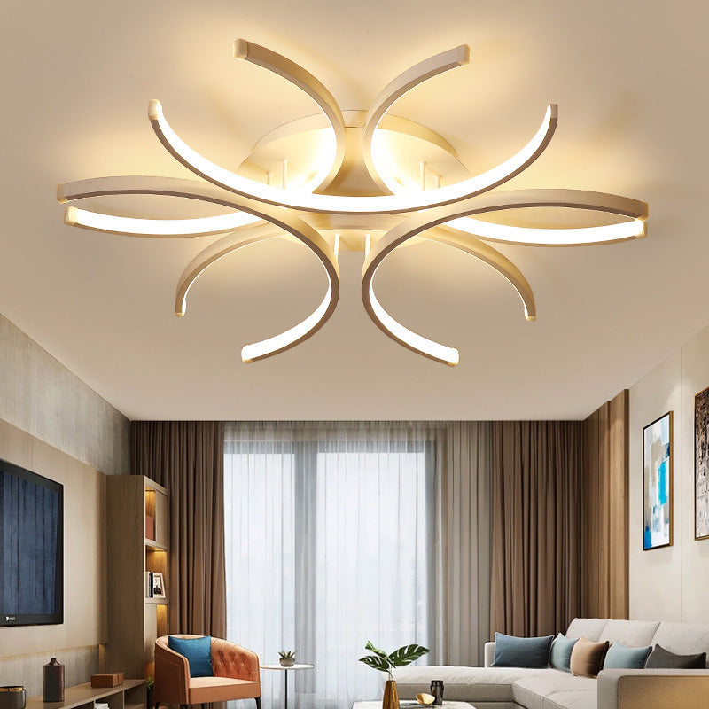 Modern White Metal Flushmount Ceiling Lamp With Led Petal Design / Warm