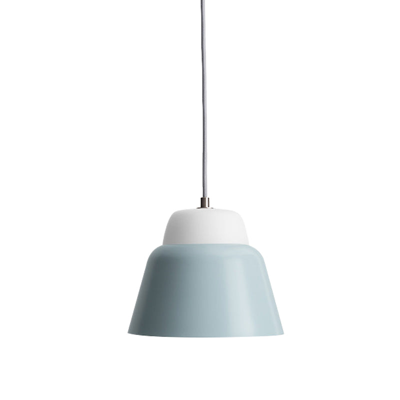 Hanging Macaron Cone Light Fixture - Metal Pendant Ceiling (1 Head 6.5/10.5 Height) In