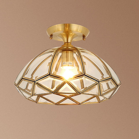 Traditional Brass Beveled Glass Ceiling Lighting Fixture - Close-To-Ceiling Mount