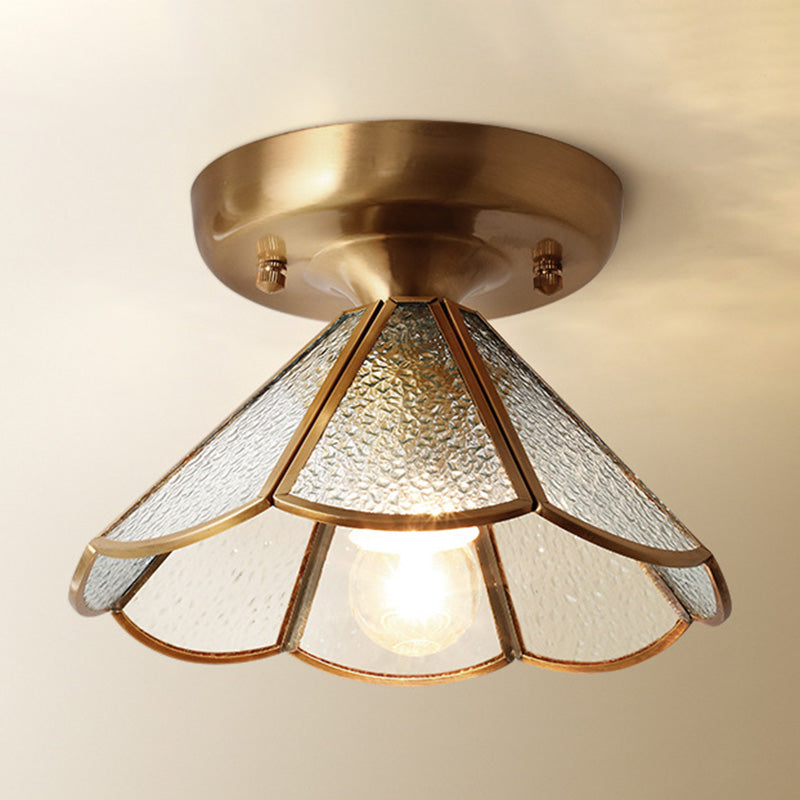Classic Scalloped Glass Ceiling Flush Mount In Brass - Timeless Elegance For Your