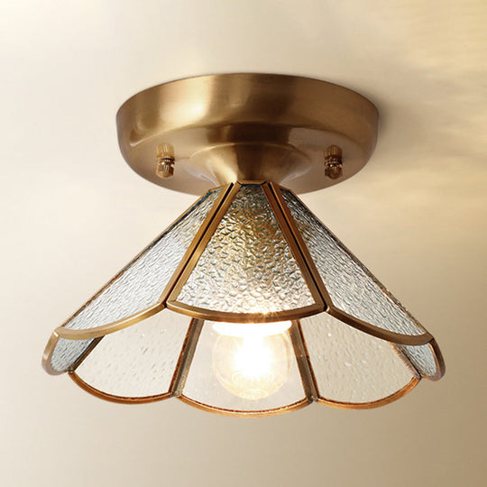 Classic Scalloped Glass Ceiling Flush Mount In Brass - Timeless Elegance For Your