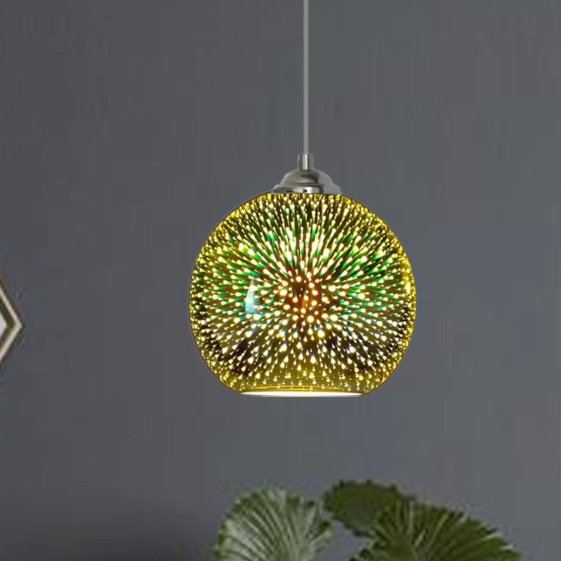 Modern Gold/Copper 3D Glass Globe Hanging Light Fixture - 1 Head - Dining Room Pendant Lamp - 8"/10" Wide
