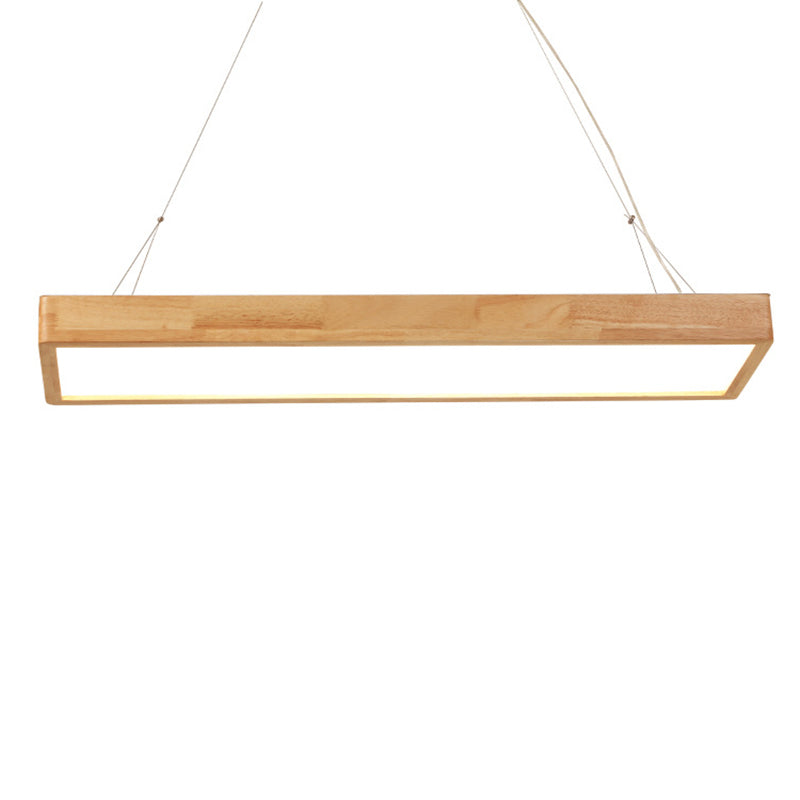 Modern Style Led Wooden Island Ceiling Light Fixture - Wood Rectangle Design / White
