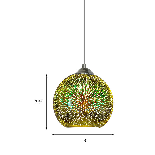Modern Gold/Copper 3D Glass Globe Hanging Light Fixture - 1 Head - Dining Room Pendant Lamp - 8"/10" Wide