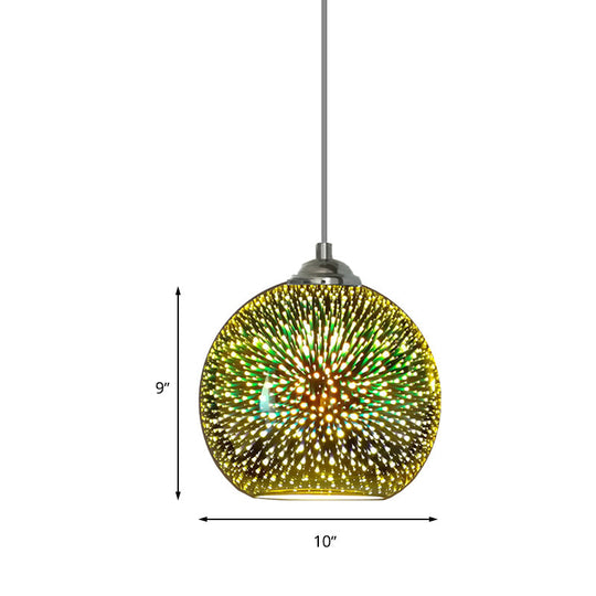 Modern Gold/Copper 3D Glass Globe Pendant Lamp - Dining Room Light Fixture (8/10 Wide)