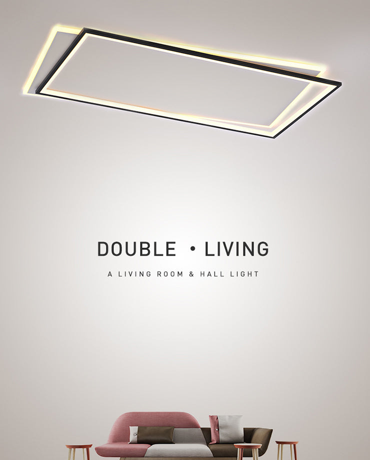 Simple Metal Led Flush Ceiling Light Fixture Black-White Rectangular Design