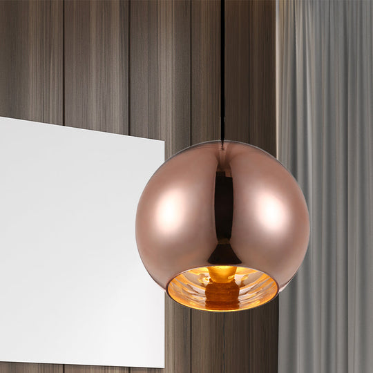 Modern Glass Sphere Hanging Light Fixture - 6/8/10 Wide 1 Silver/Copper Pendant Lamp Copper / 6