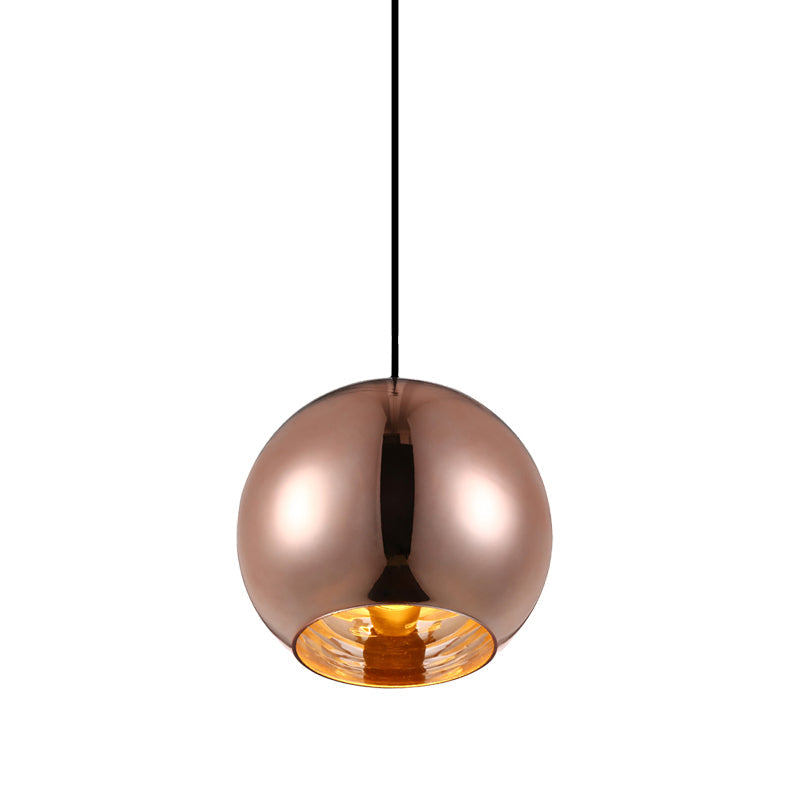 Modern Glass Sphere Hanging Light Fixture - 6/8/10 Wide 1 Silver/Copper Pendant Lamp