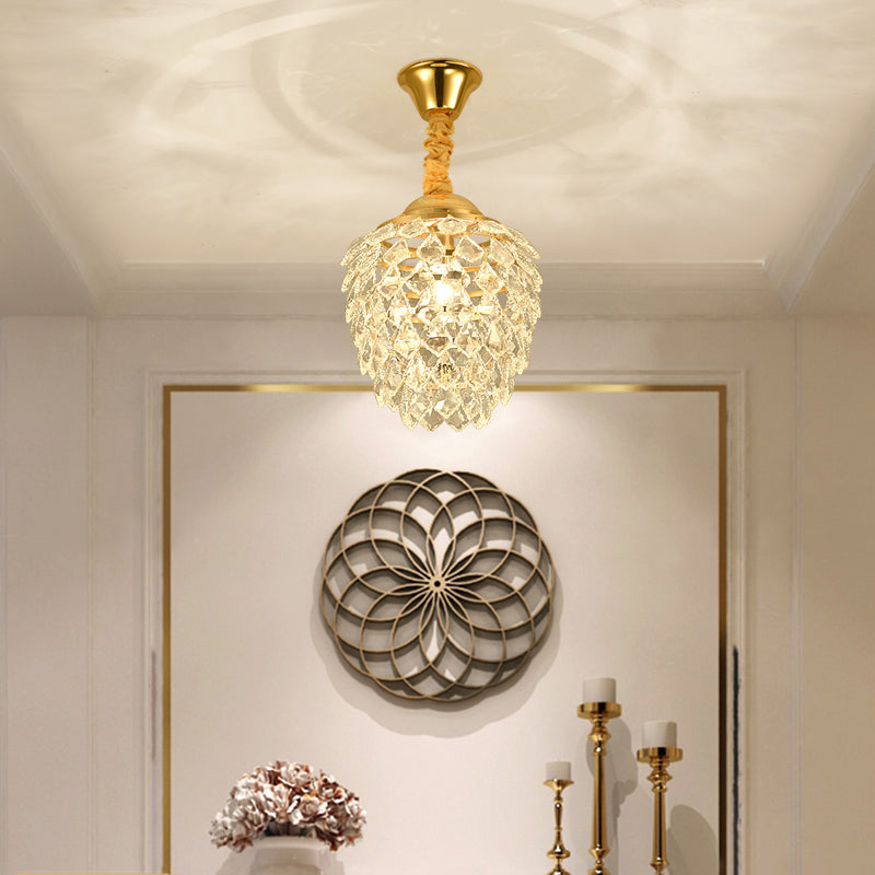 Contemporary Gold Crystal Pendant Ceiling Lamp For Dining Room