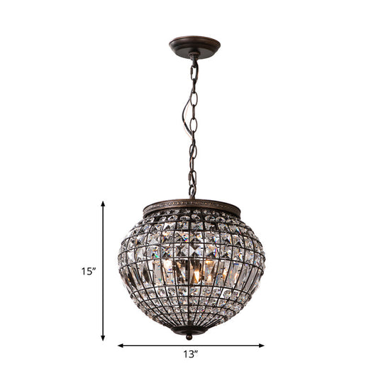 Contemporary Crystal Shade Black Bedroom Chandelier Pendant With Disco Ball Pendulum Light (2-Light)
