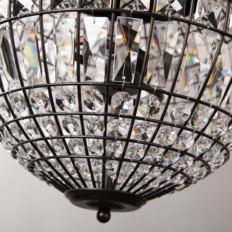 Contemporary Crystal Pendant Chandelier with Disco Ball Design - 2-Light Black Bedroom Lighting