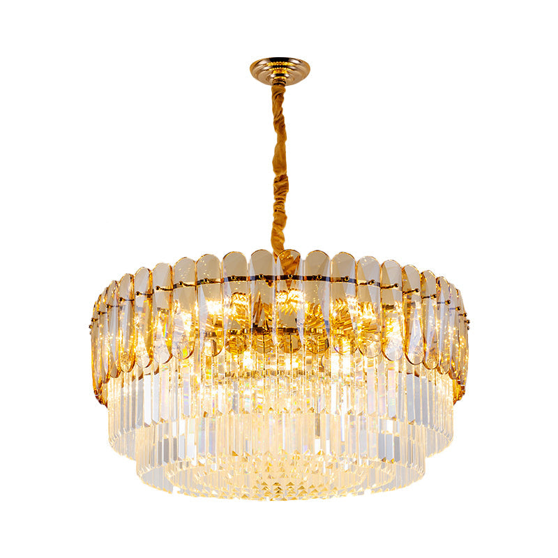 Gold Traditional Round Chandelier with 8-Lights & Crystal Accents - Elegant Hanging Ceiling Light for Dining Room