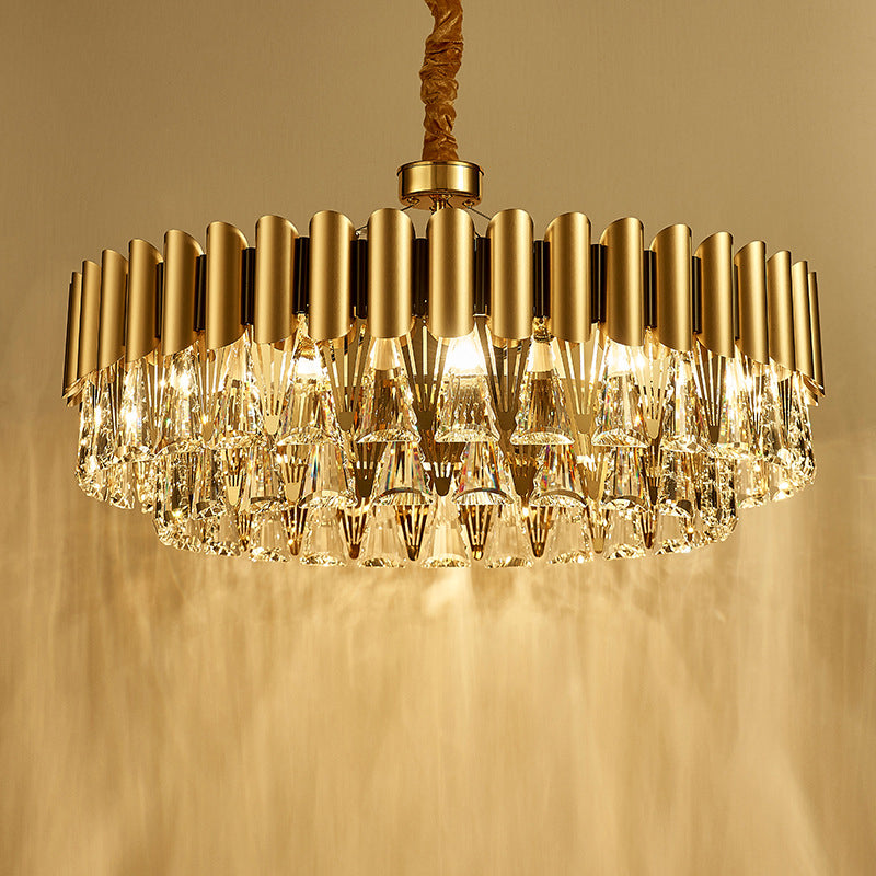 4-Tier Round Crystal Chandelier Lamp - Modernist Golden Pendant Lighting Fixture 8 / Gold