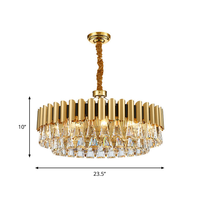 4-Tier Round Crystal Chandelier Lamp - Modernist Golden Pendant Lighting Fixture