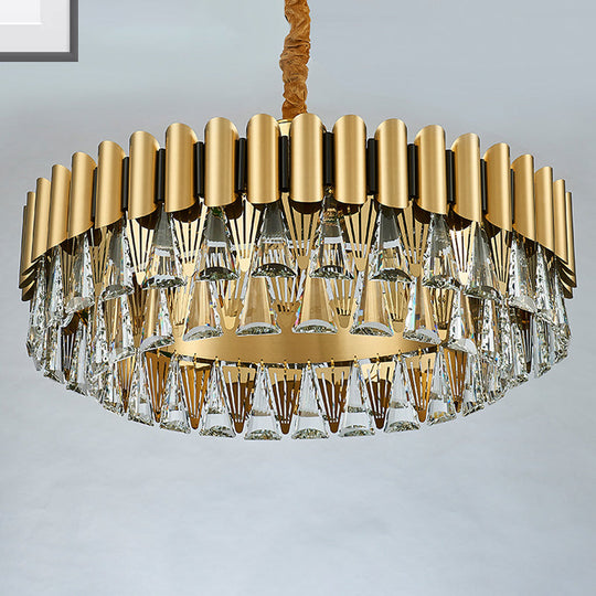 4-Tier Round Crystal Chandelier Lamp - Modernist Golden Pendant Lighting Fixture 12 / Gold