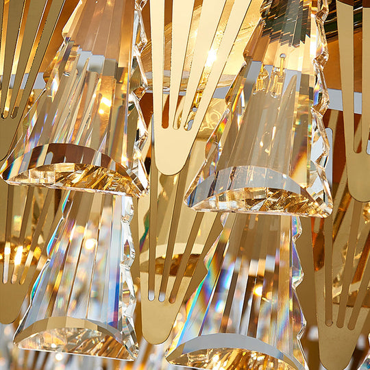 Modernist 4-Tier Crystal Chandelier Lamp - Golden Pendant Lighting Fixture - 8/12 Lights