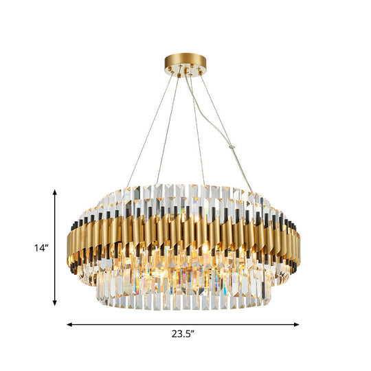 Contemporary Crystal Round Pendant Light - 12/16-Light Golden Chandelier