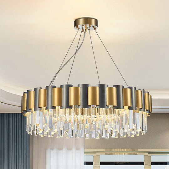 Modern 8/12-Light Golden Crystal Tiered Icicle Pendant Chandelier - Clear, Elegant and Stunning