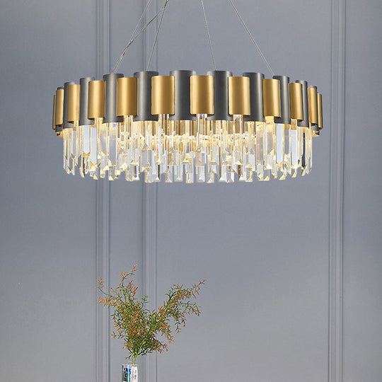 Modern 8/12-Light Golden Crystal Tiered Icicle Pendant Chandelier - Clear, Elegant and Stunning