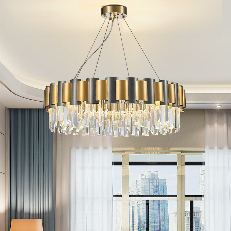 Modern Tiered Icicle Pendant Lamp - 8/12-Light Golden Chandelier Clear Crystal 8 / Gold