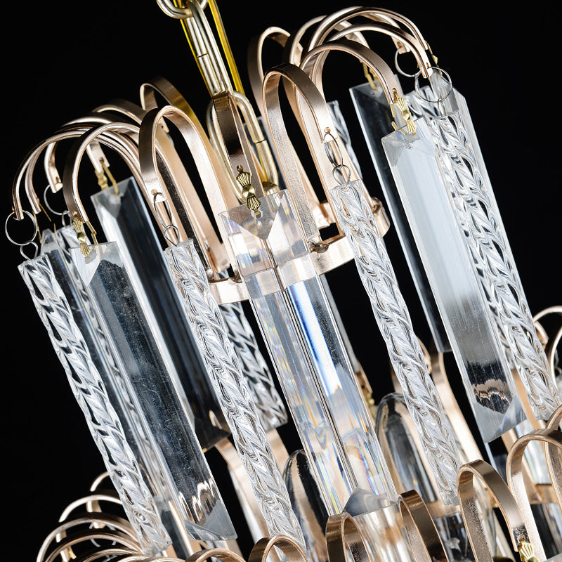 Victorian Crystal Chandelier - 9-Light Golden Pendant Fixture