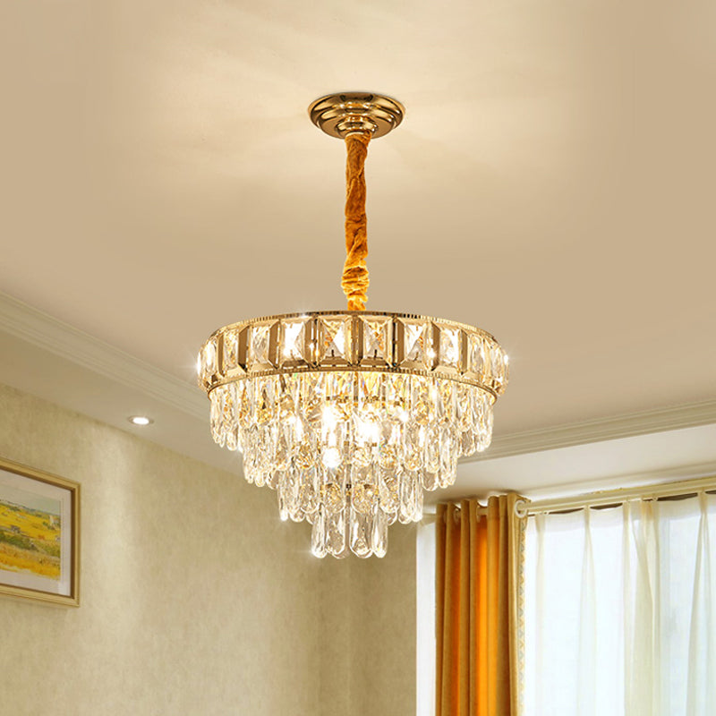 Golden Tiered Crystal Chandelier With 6/9-Light | Elegant Dining Room Hanging Lamp 6 / Gold