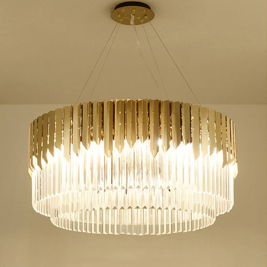 Contemporary Golden Crystal Chandelier - Tiered Round Pendant Light 8/12-Light For Living Room 12 /