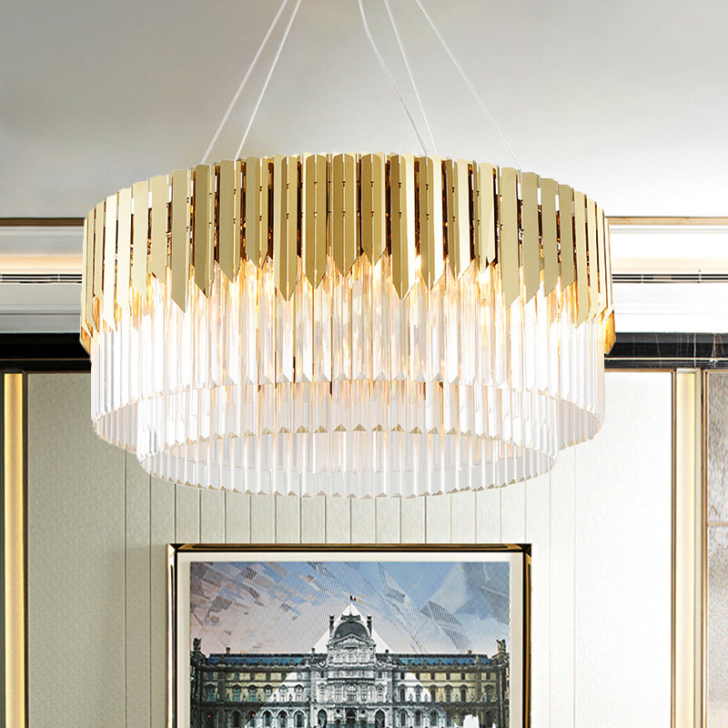 Contemporary Golden Crystal Chandelier - Tiered Round Pendant Light 8/12-Light For Living Room 8 /