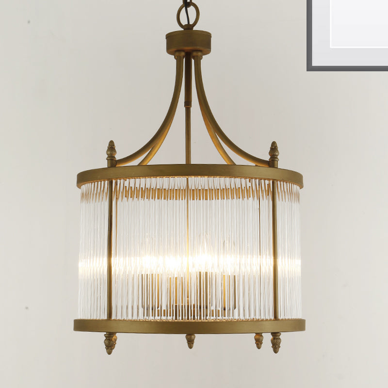 Mesh Corridor Chandelier Light - Round Crystal 4-Light Black Chinese Style Hanging Lamp