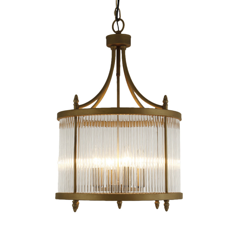 Mesh Corridor Chandelier Light - Round Crystal 4-Light Black Chinese Style Hanging Lamp