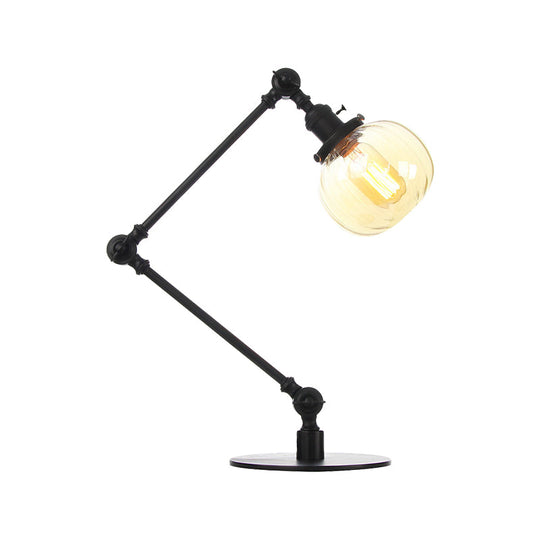 Vintage Amber/Clear Glass Table Lamp With Global Styling For Bedroom 1-Light Black/Bronze Finish