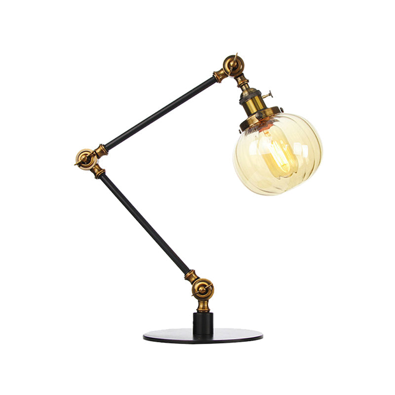 Vintage Amber/Clear Glass Table Lamp With Global Styling For Bedroom 1-Light Black/Bronze Finish