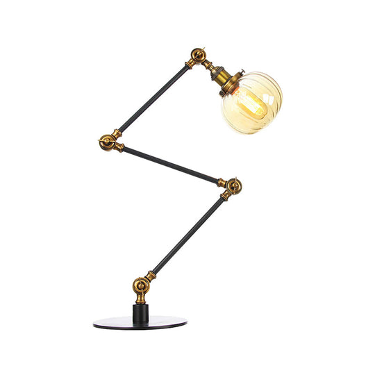 Vintage Amber/Clear Glass Table Lamp With Global Styling For Bedroom 1-Light Black/Bronze Finish