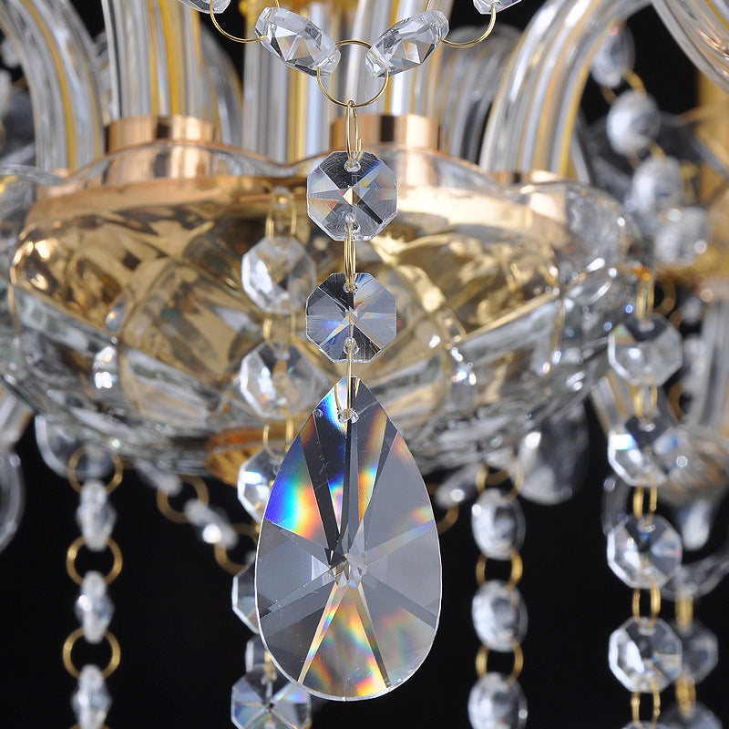 French-Style Crystal Chandelier: Elegant 3-Light Golden Ceiling Pendant