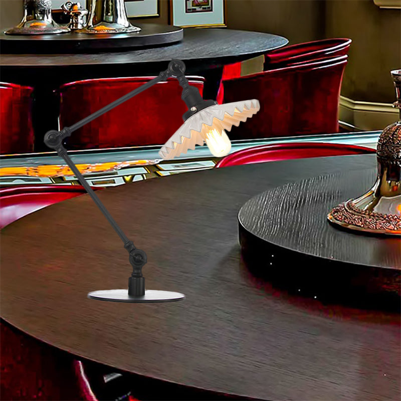 Sleek Farmhouse Style Ceramic Table Lamp With Adjustable Arm - Scalloped Shade 1 Light Black/Brass