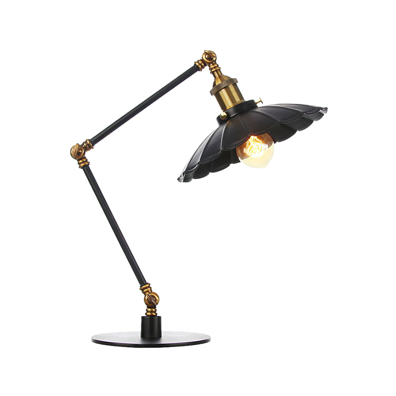 Stylish Vintage Adjustable Table Lamp With Metal Shade For Study Room - Black/Brass