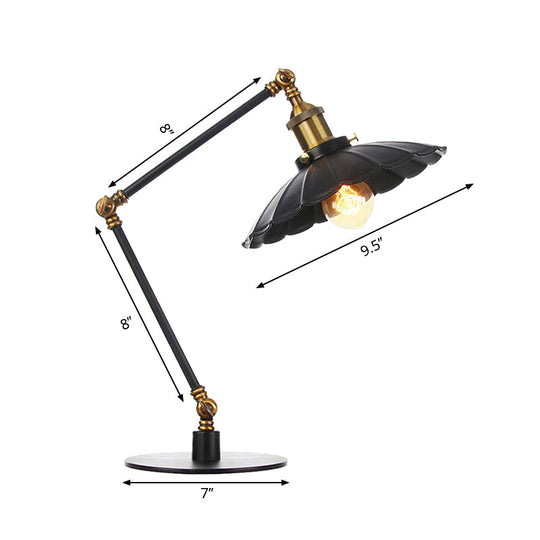 Stylish Vintage Adjustable Table Lamp With Metal Shade For Study Room - Black/Brass
