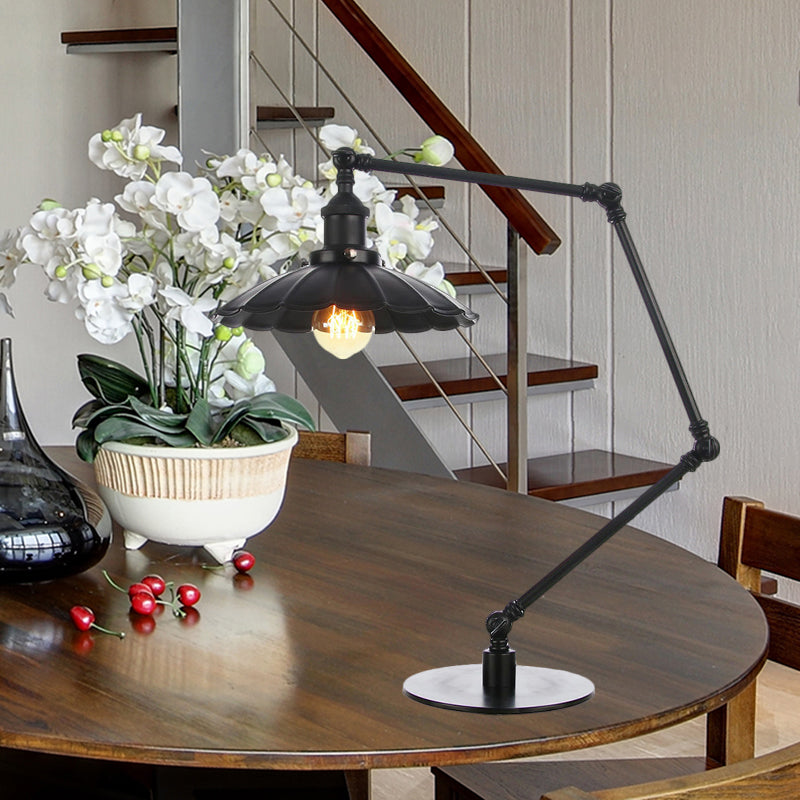 Stylish Vintage Adjustable Table Lamp With Metal Shade For Study Room - Black/Brass Black / B