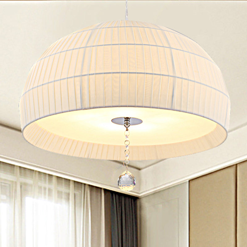 Modern Minimalist Domed Hanging Light With 5 Acrylic Diffuser Lights - Bedroom Chandelier In White