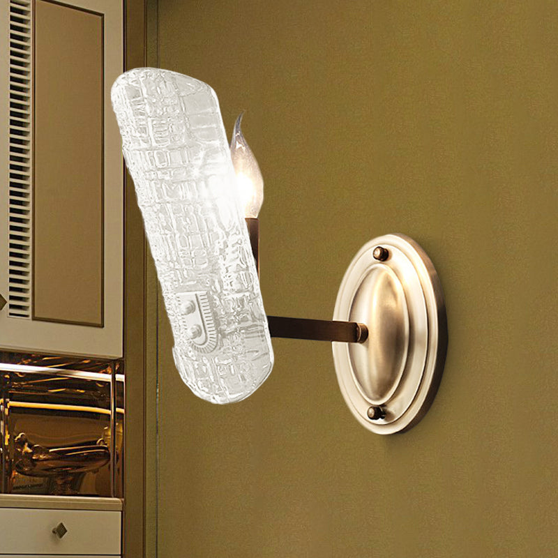 Modern Gold Curved Wall Mount Sconce With Clear Water Glass - 1/2 Lights For Living Room 1 /