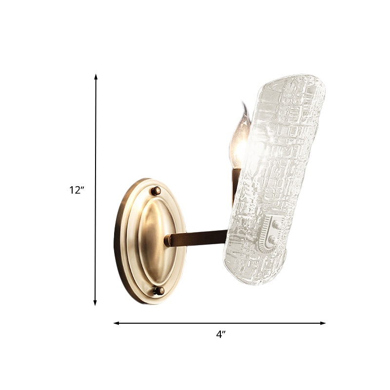 Modern Gold Curved Wall Mount Sconce With Clear Water Glass - 1/2 Lights For Living Room